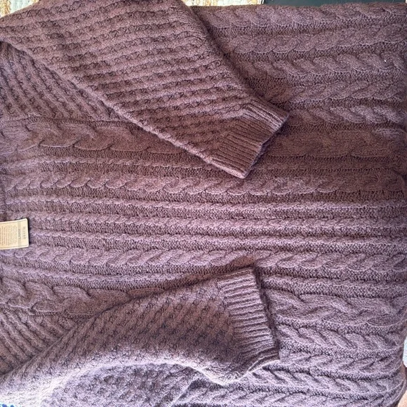 NATURAL LIFE Chocolate Cable Knit Long Sweater Large nwt pit 24” length 33” - Picture 6 of 6
